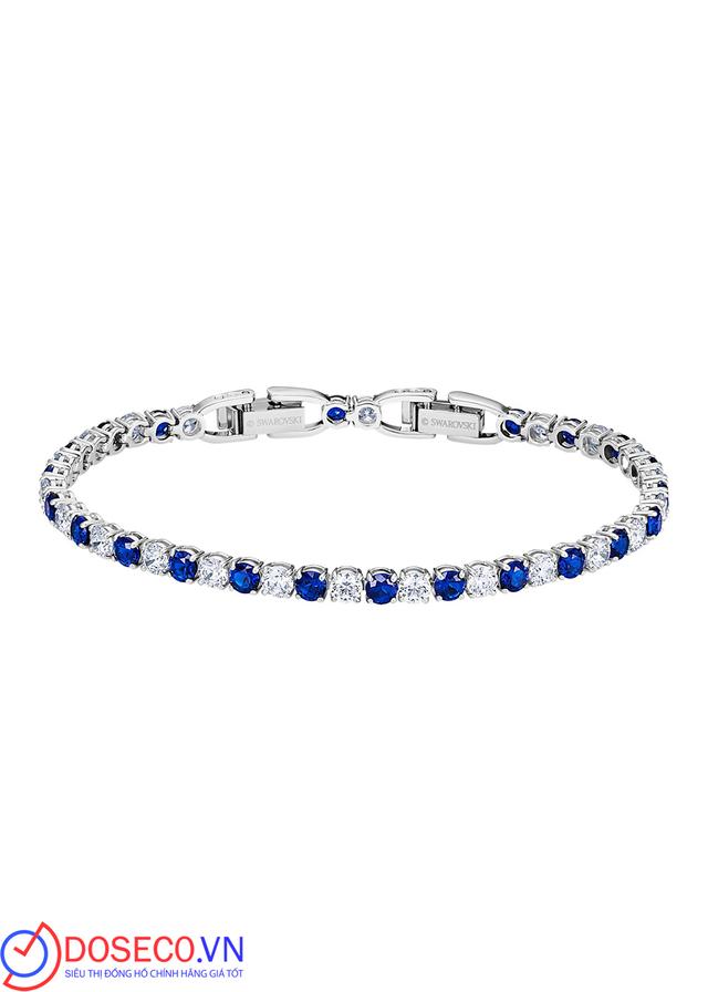 Vòng & lắc tay Swarovski Tennis Deluxe màu trắng mix xanh dương - Swarovski Tennis Deluxe bracelet Round cut, Blue, Rhodium plated 5506253