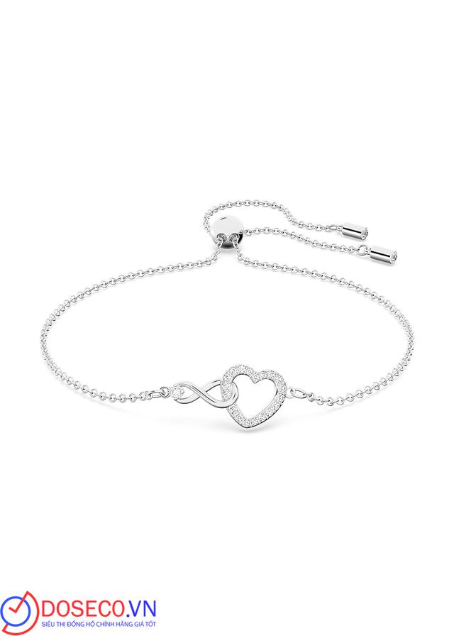 Vòng & lắc tay tim Swarovski Infinity trắng - Swarovski Infinity bracelet Infinity and heart, White, Rhodium plated 5524421