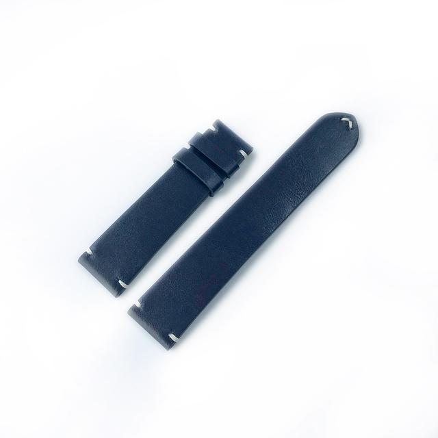 Dây da đồng hồ TBT1809H02018 - da bò trơn - màu xanh đen - handmade không độn