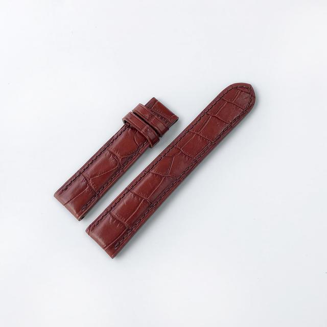 Dây da đồng hồ TCS0404H51918 - da cá sấu - màu nâu đỏ - handmade độn nửa