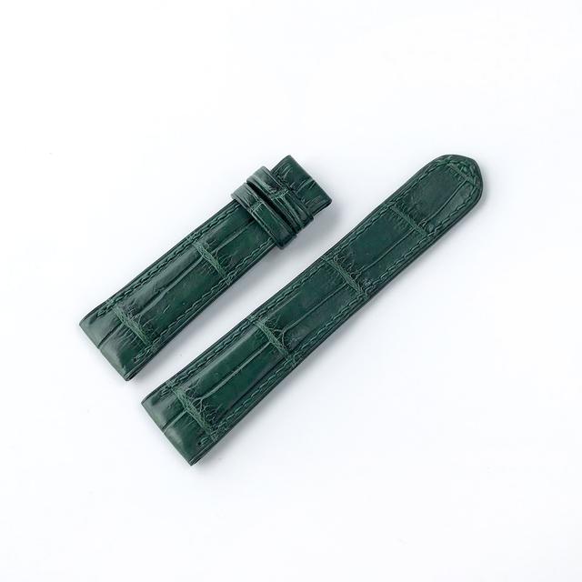 Dây da đồng hồ TCS0606H52118 - da cá sấu - màu xanh lá - handmade độn nửa