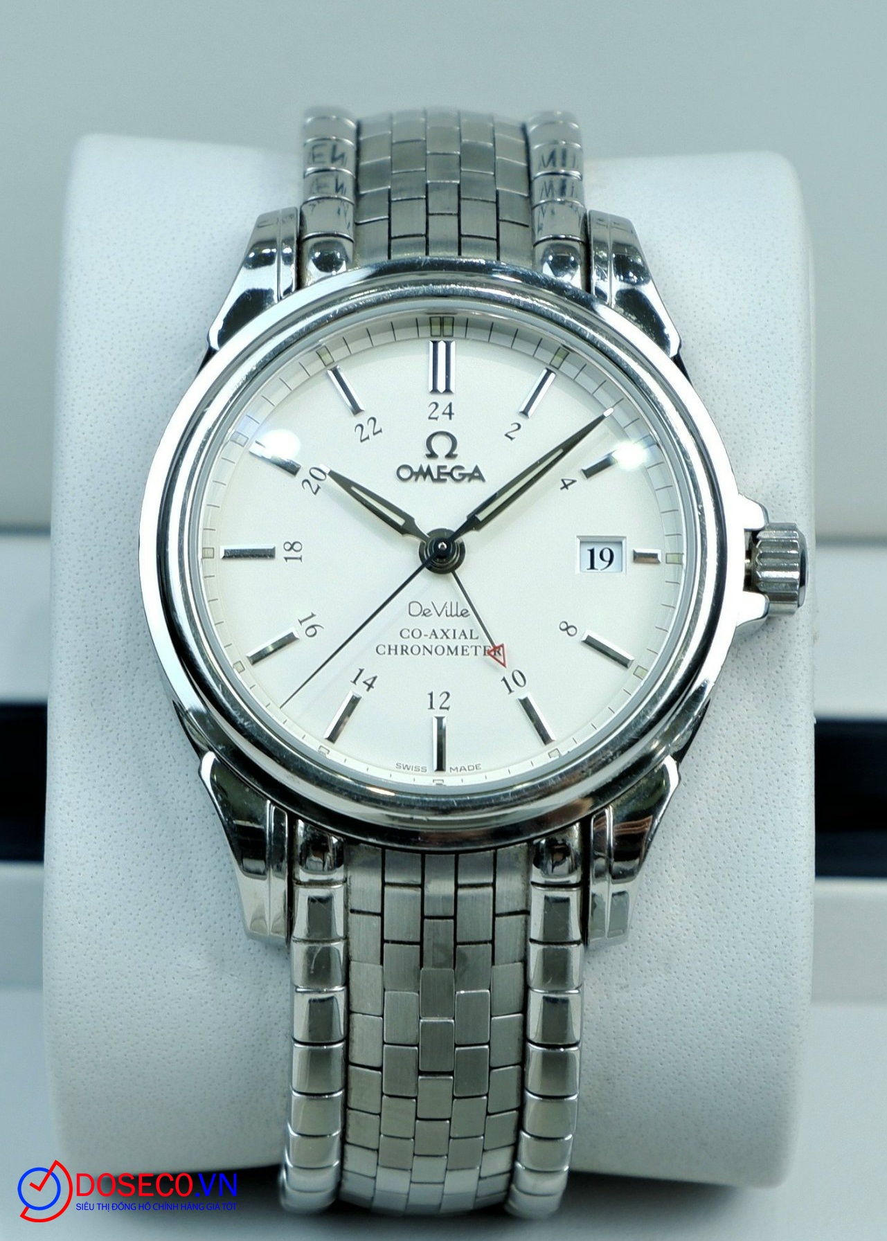 Omega Deville mặt trắng GMT 4533.31.00 used