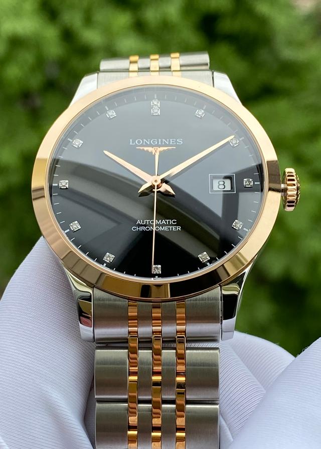 Longines Record Black Demi Rose 38.5mm L2.820.5.57.7 (L28205577) used
