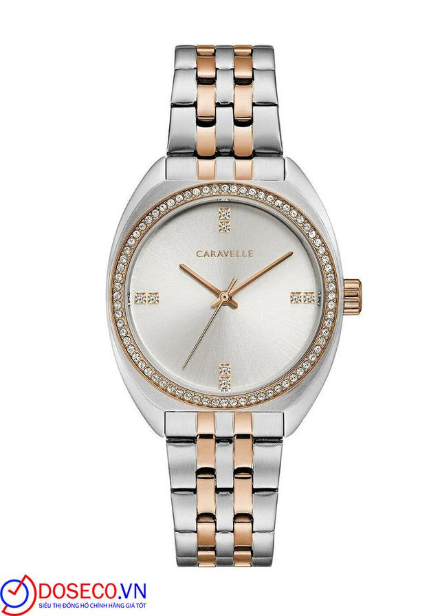 Caravelle Retro Women's Quartz Two-Tone Crystal Accent 45L180