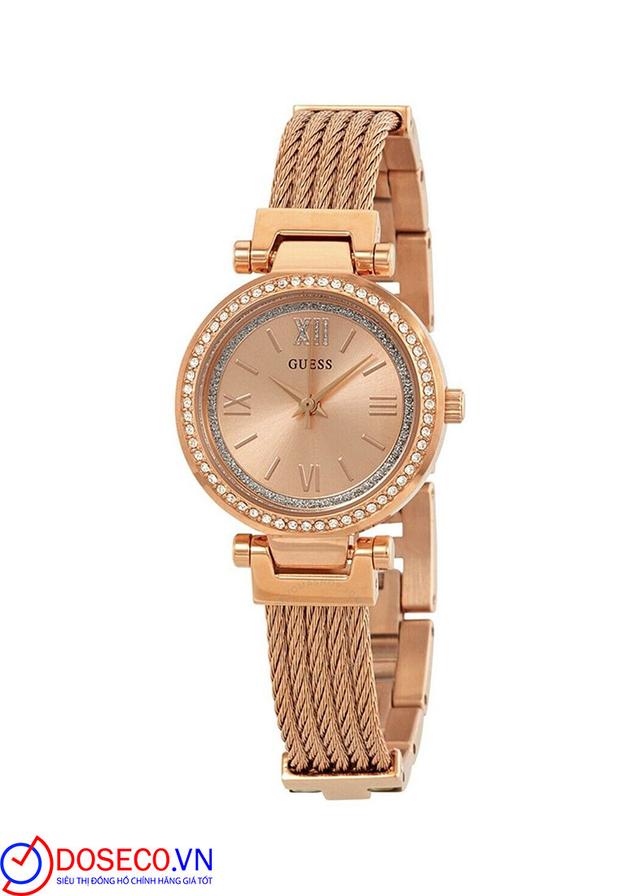 GUESS Quartz Crystal Rose Dial Petite Ladies Watch U1009L3