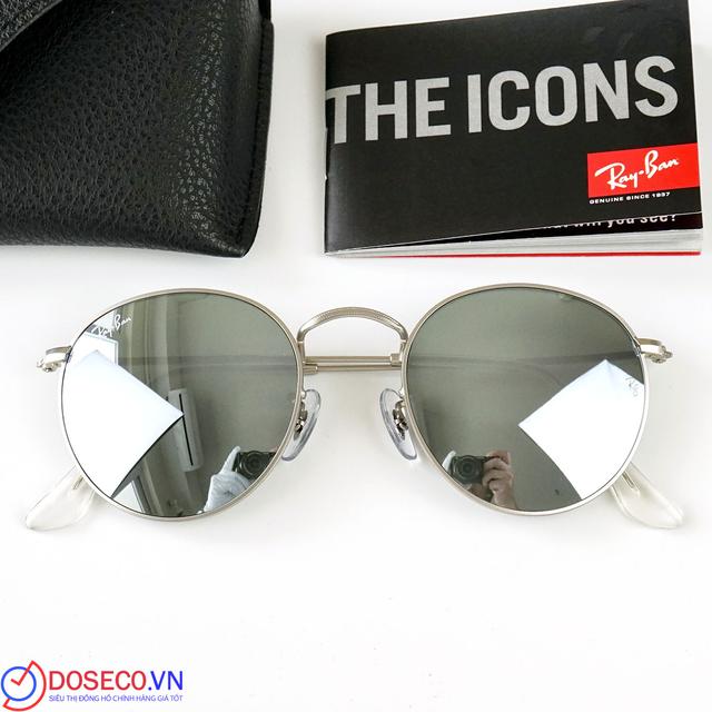 Ray-Ban Round Silver Flash Sunglasses RB3447 019/30 50
