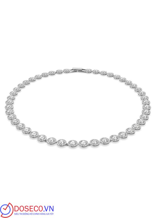 Vòng cổ Swarovski full pha lê trắng - Swarovski Angelic necklace Round cut, White, Rhodium plated 5117703