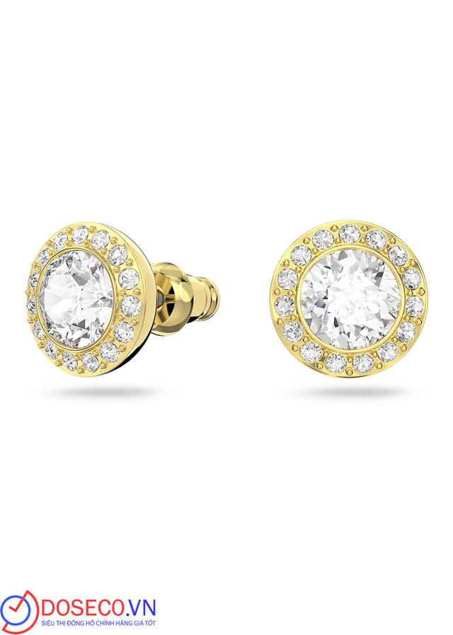 Khuyên Swarovski Angelic màu vàng - Swarovski Angelic stud earrings Round cut, White, Gold-tone plated 5505470