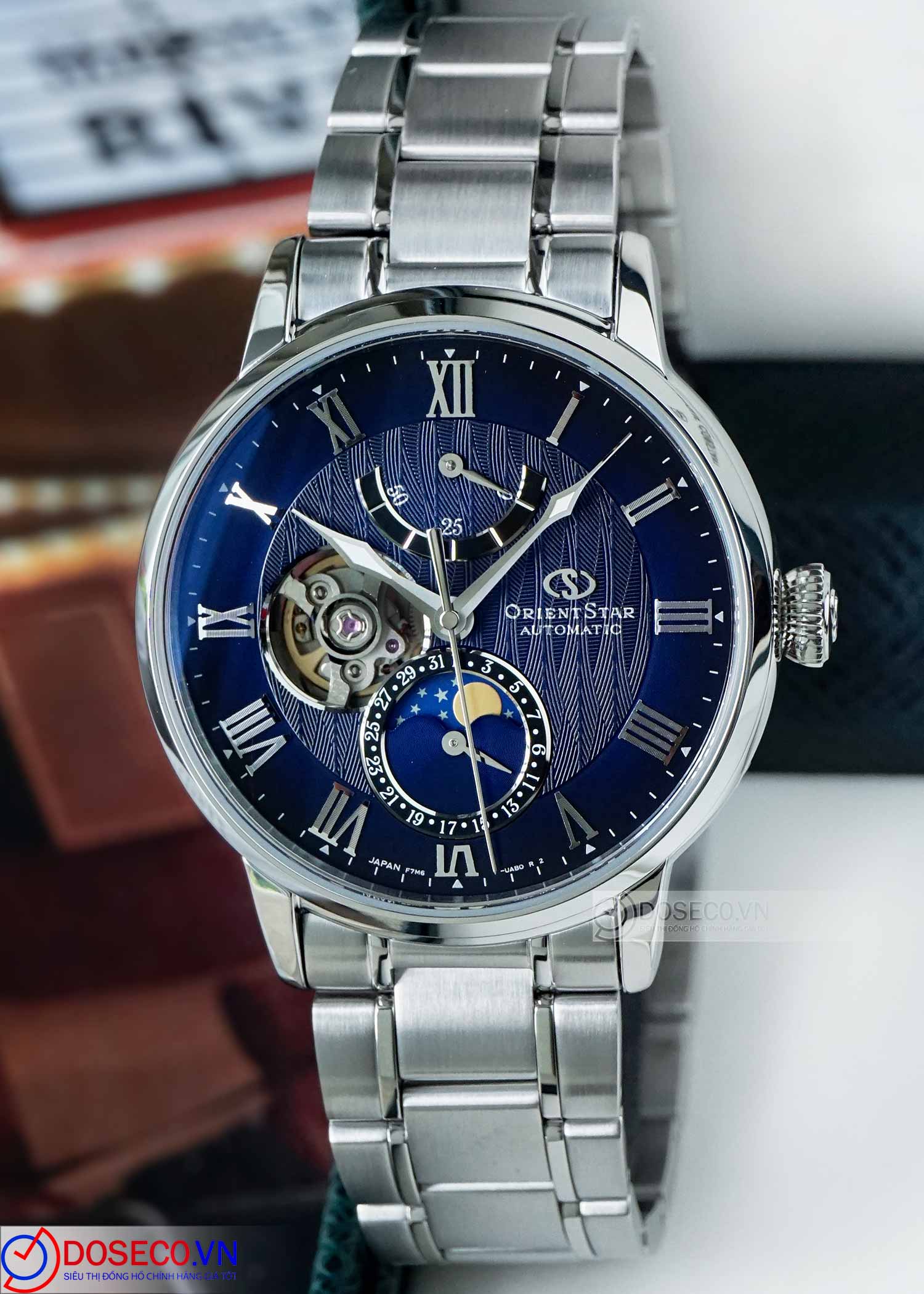 Orient Star Moon Phase RE-AY0001B – Orologio Uomo Automatico, Quadrante Nero Cuore Aperto, Vetro Zaffiro, Made In Japan