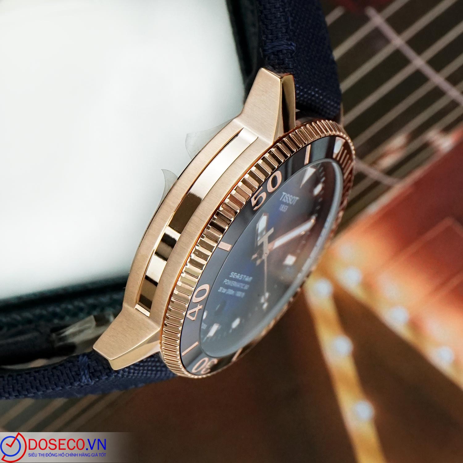 Tissot Seastar 1000 Orologio Subacqueo Automatico – 43 Mm, Acciaio PVD Oro Rosa, Cinturino In Tessuto (T1204073704100)