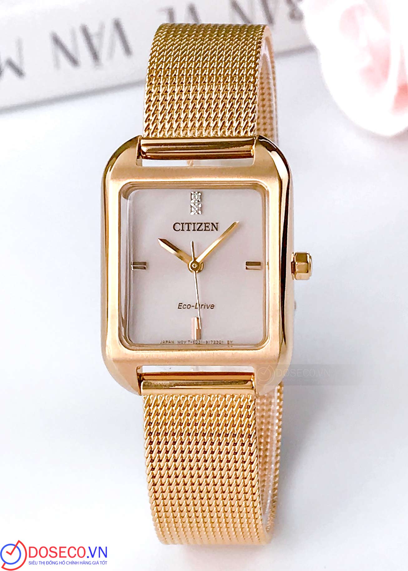 Đồng hồ citizen nữ em0493-85p dây thép không gỉ 24 mm