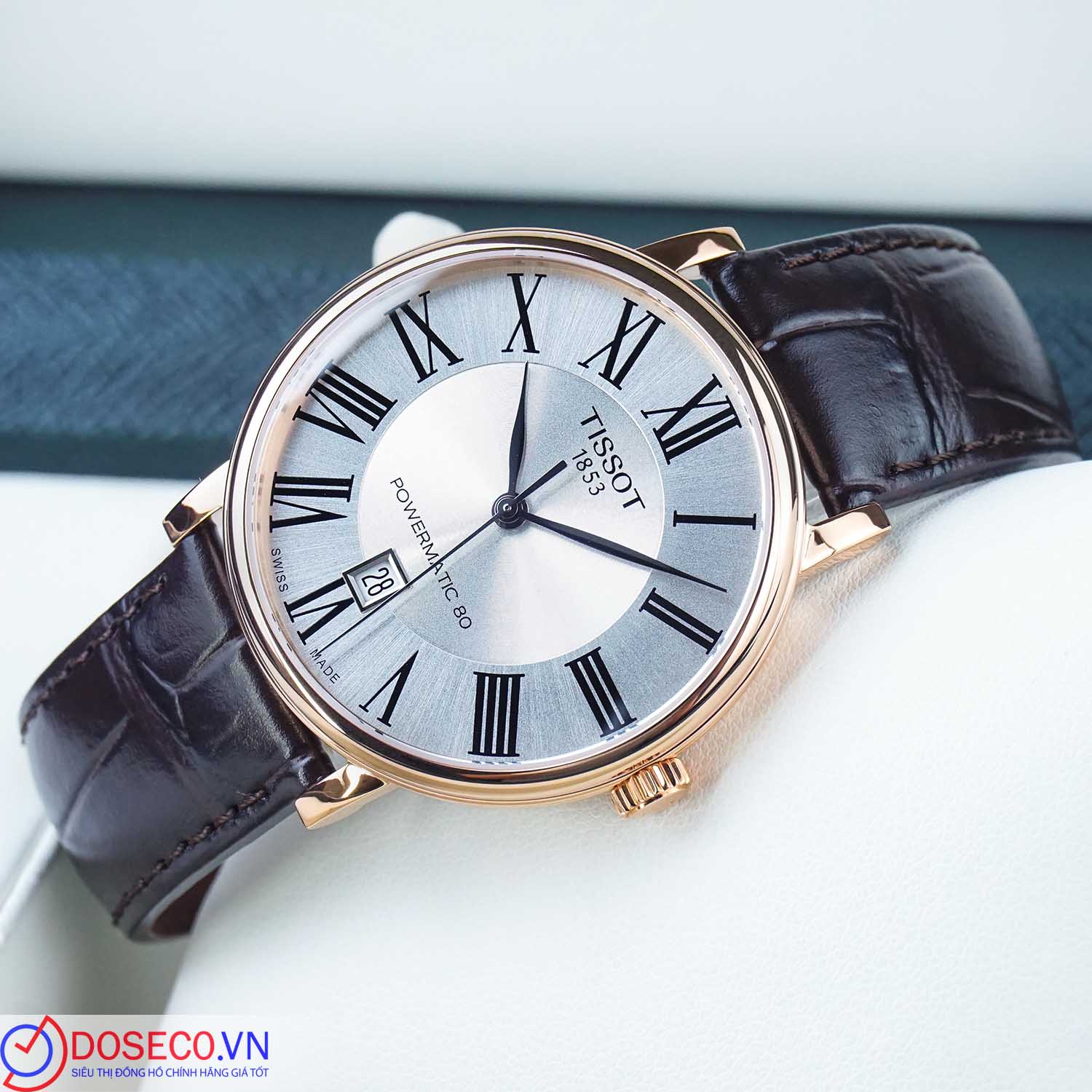 Orologio Tissot Carson Premium Powermatic 80 Pvd Oro Rosa Con Quadrante Argento E Bracciale In Acciaio 7611608291030